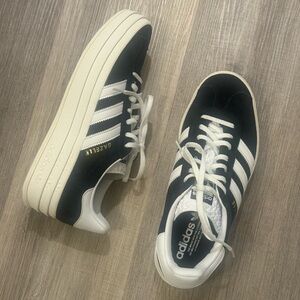 Adidas Gazelle Bold Black White Sneakers 8.5